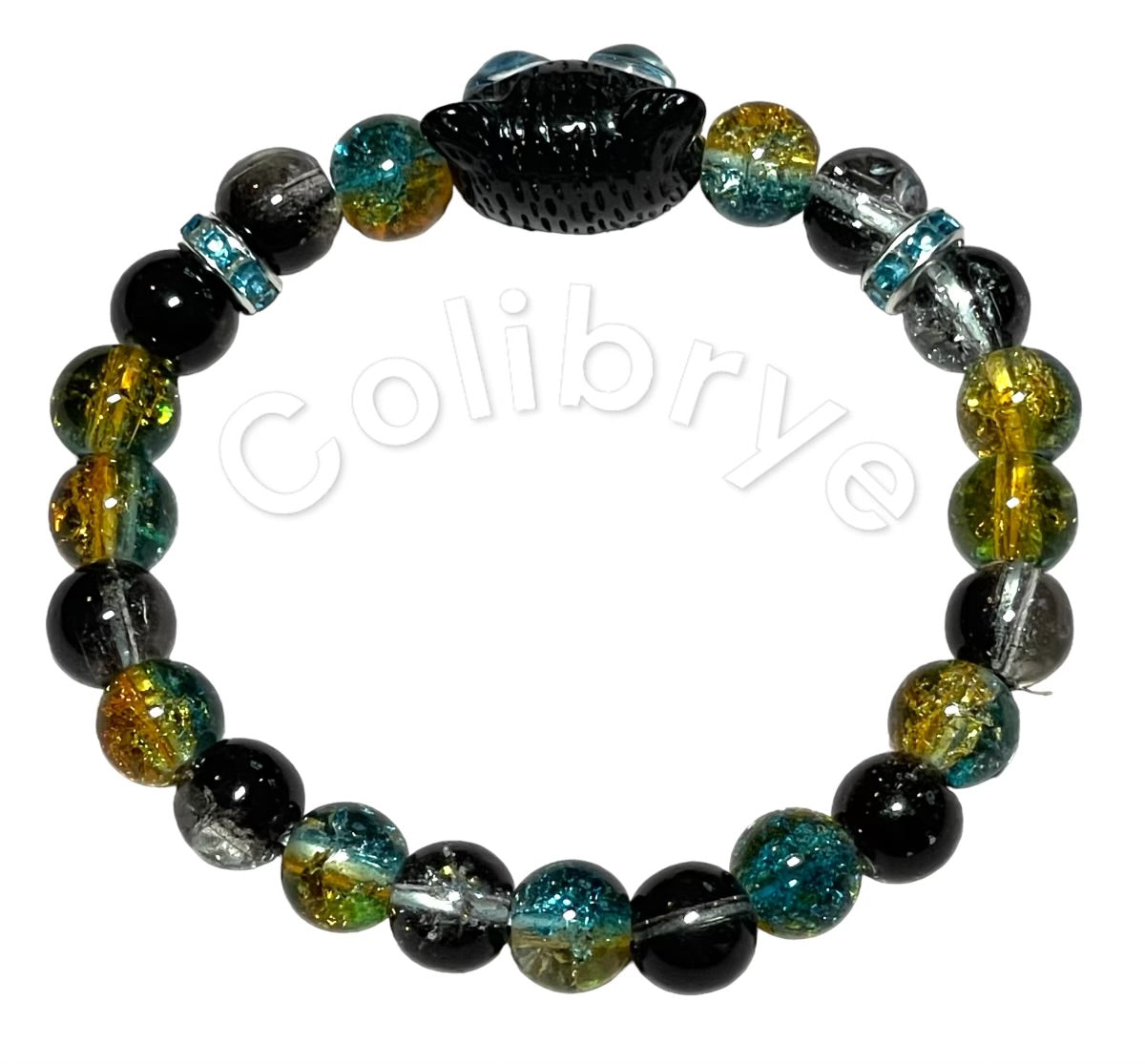 Chat aux yeux bleu bracelet femme