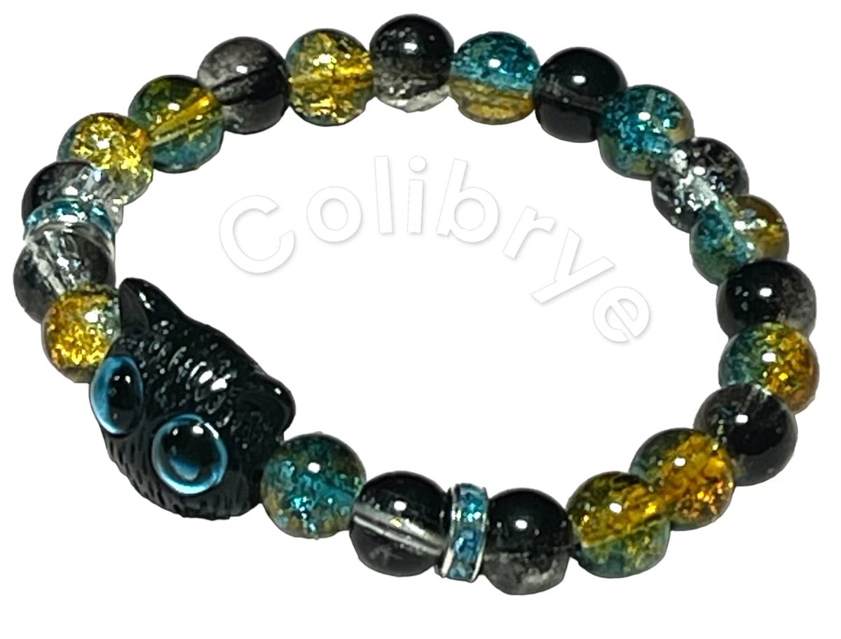 Chat aux yeux bleu bracelet femme