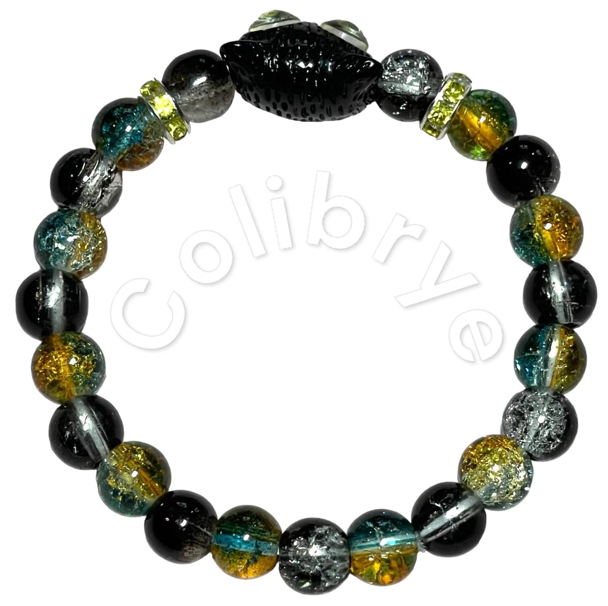 Chat aux yeux jaune bracelet femme