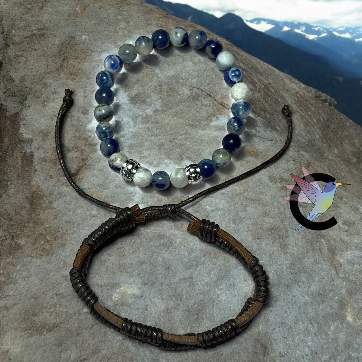 Élégance Rugged - Bracelet Homme en Jade Persan et Cuir Torsadé Marron