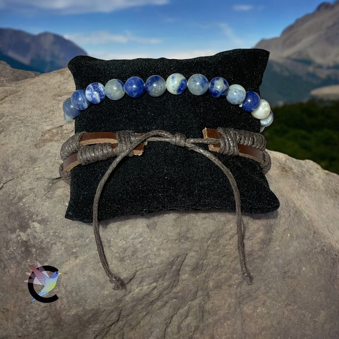 Élégance Rugged - Bracelet Homme en Jade Persan et Cuir Torsadé Marron