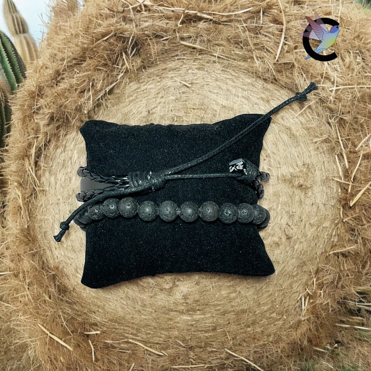 Élégance Virile - Bracelets Homme en Pierres de Lave et Cuir Noir Ajustable
